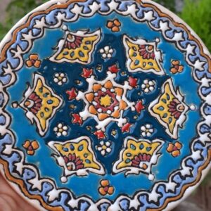 بشقاب سفالی تزئینی در بشقاب دیواری میناکاری ایرانی