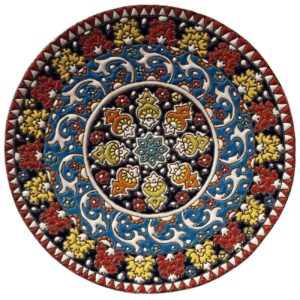 بشقاب سفالی تزئینی میناکاری ایرانی دست ساز