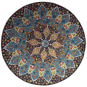 بشقاب سفالی تزئینی به سبک میناکاری ایرانی دست ساز