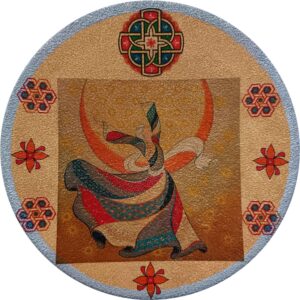 بشقاب سفالی تزئینی طرح درویش چرخان برای تزئین میز و دیوار