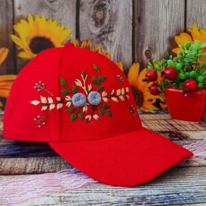 کلاه بیسبال دست دوز با طرح گل رز برای خانم ها