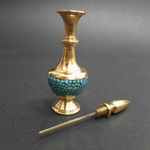 سرمه دانی برنجی فیروزه کوب ایرانی برای نگهداری سرمه