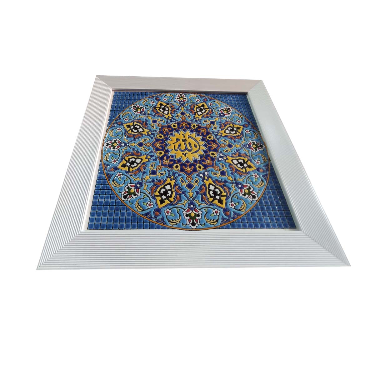 کاشی و سرامیک تزئینی اسلامی در طرح سنتی با خوشنویسی الله