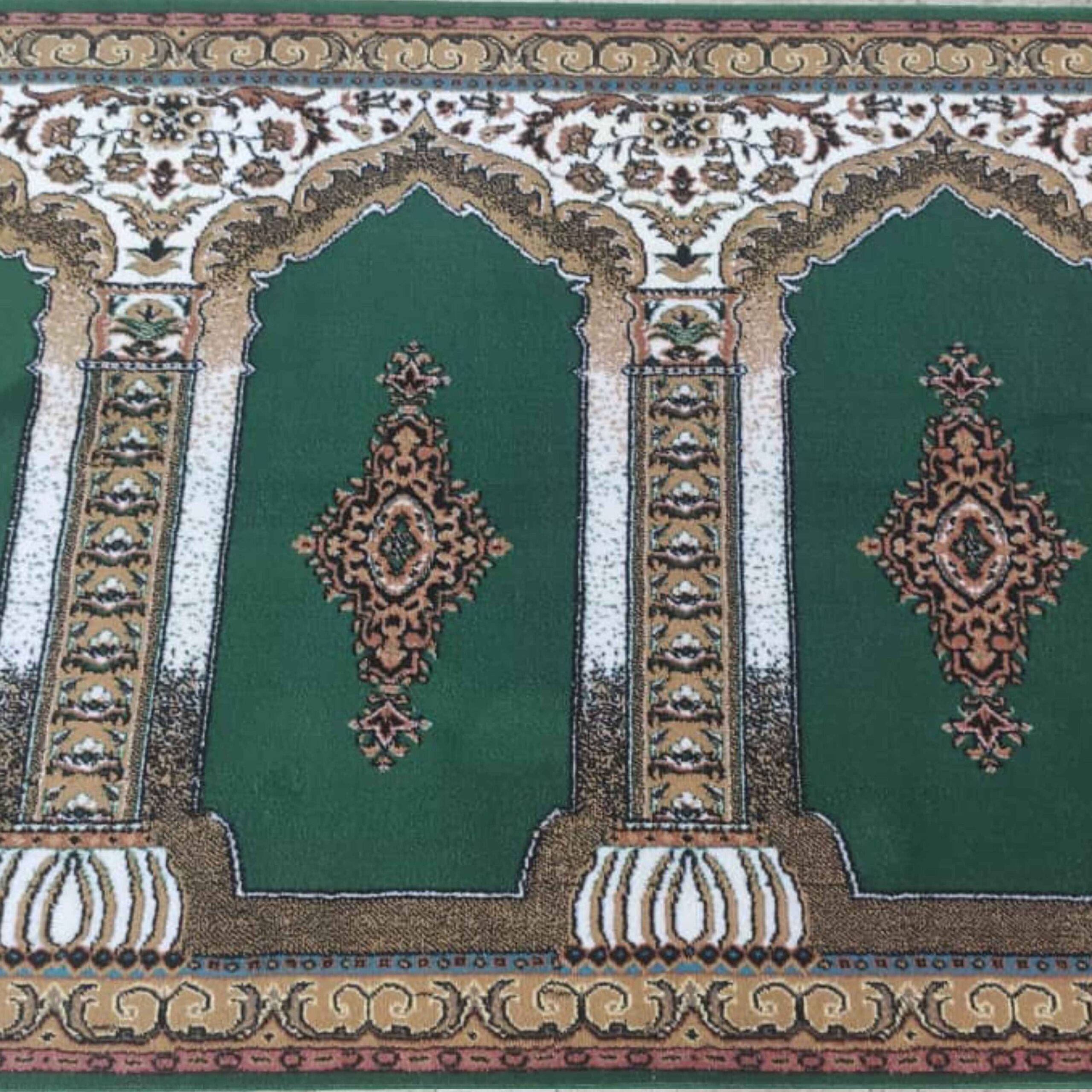 فرش مسجدی طرح گلدار، 5 متری، رنگ سبز