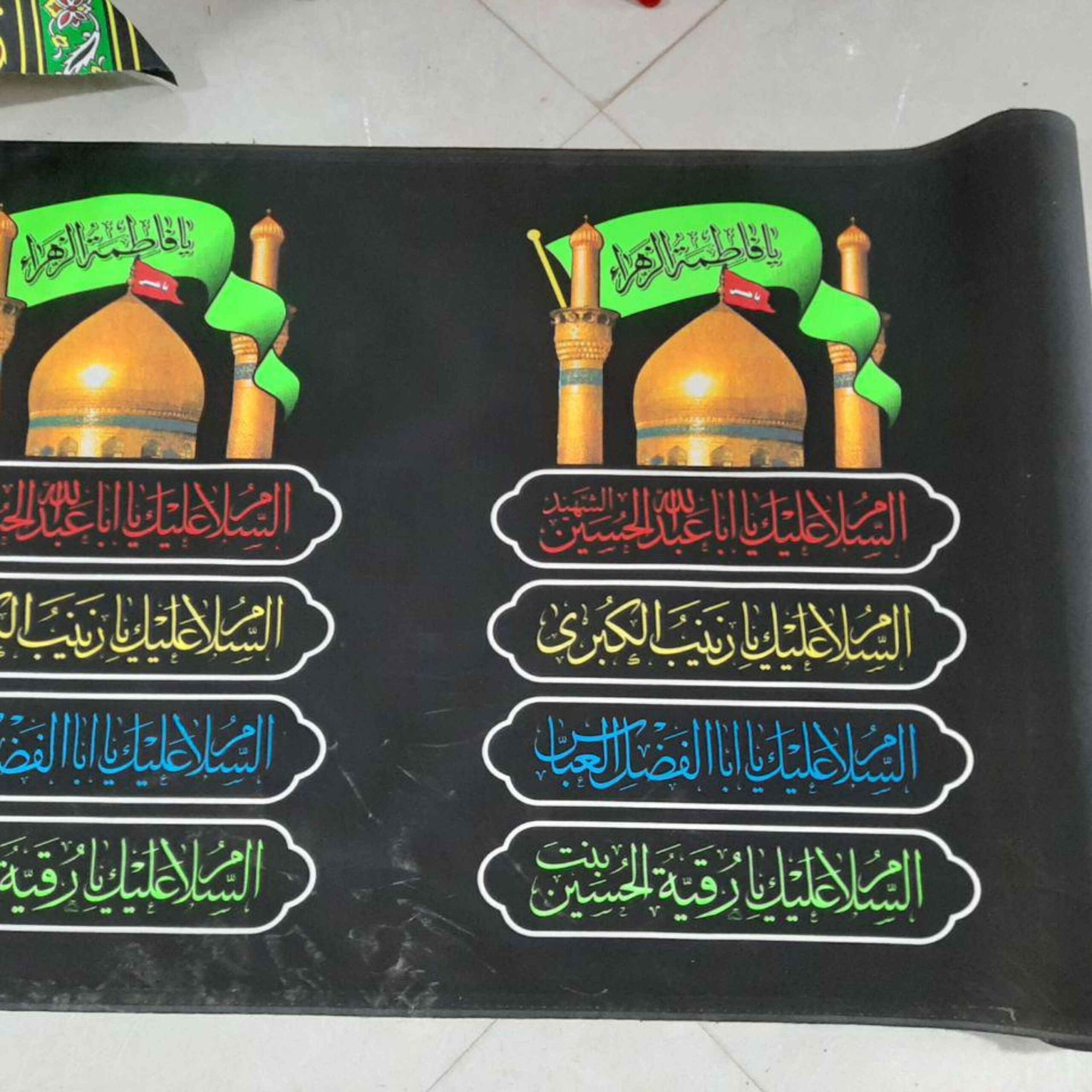 بنر دیواری محرم اسلامی برای مساجد و حسینیه‌ها – تابلو فرش دیواری عاشورایی