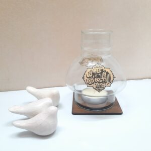 جاشمعی رومیزی طرح یا ابالفضل با پایه چوبی