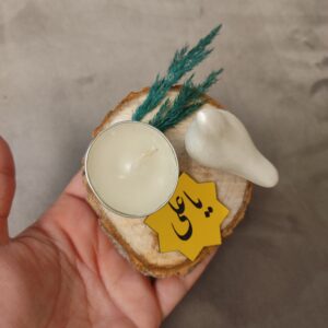 جاشمعی رومیزی چوبی طرح یا علی و پرنده اسلامی