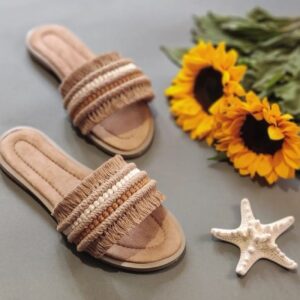 دمپایی تخت شیک مکرامه مدل Boho برای خانم‌ها مدل Starfish