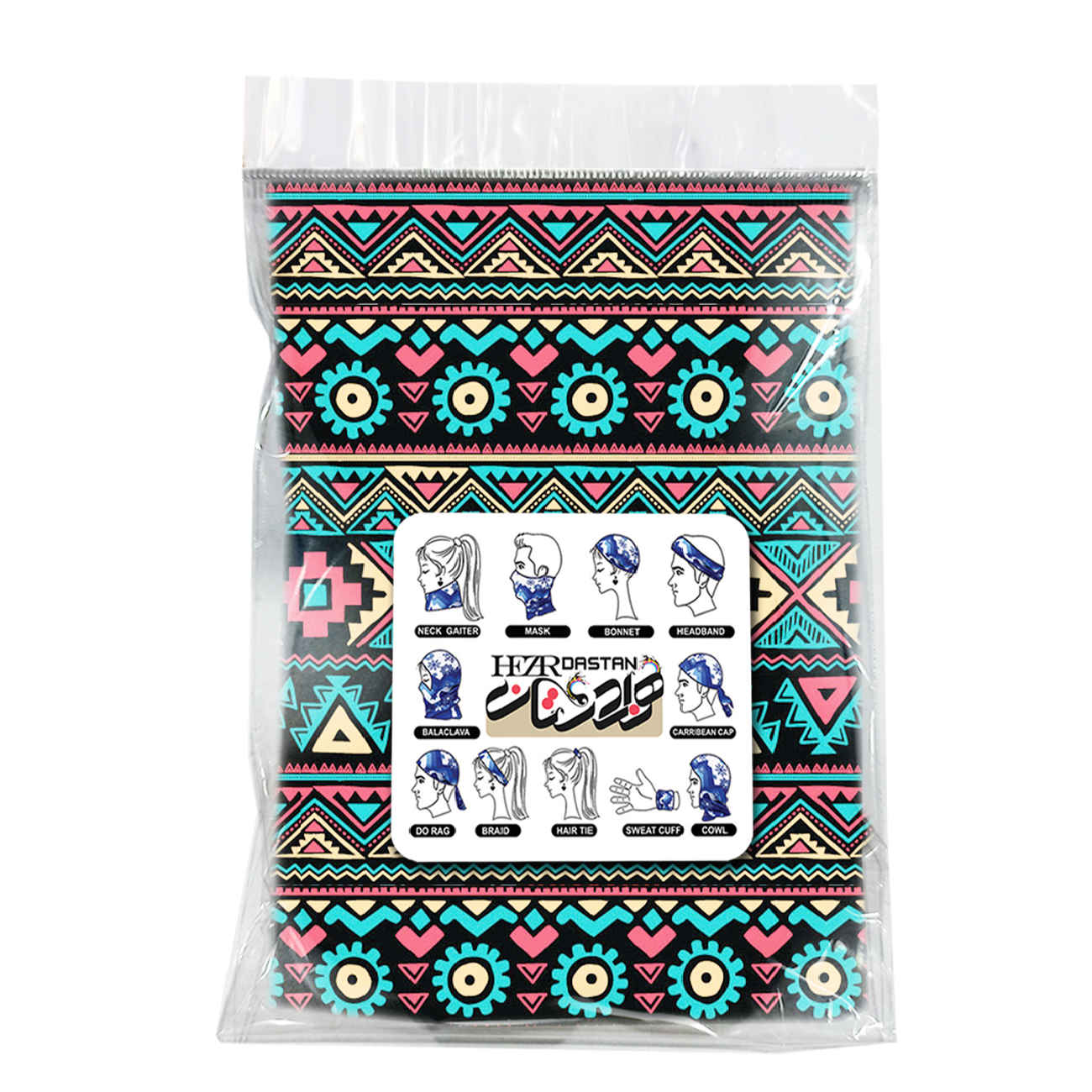 روسری ورزشی چند منظوره با طرح هندسی