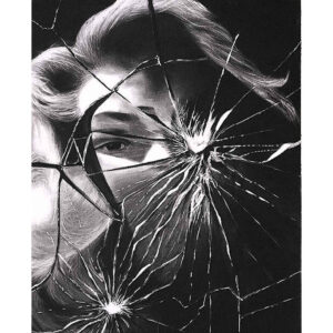 طراحی سیاه قلم اورجینال با طرح آینه شکسته روی مقوا