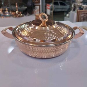 ماهیتابه مسی ایرانی – چکش کاری شده با درب (مدل کوروش)
