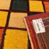 فرش گبه دست‌باف هندسی اصیل - طرح چهارخانه، رنگ کرم، پشم طبیعی