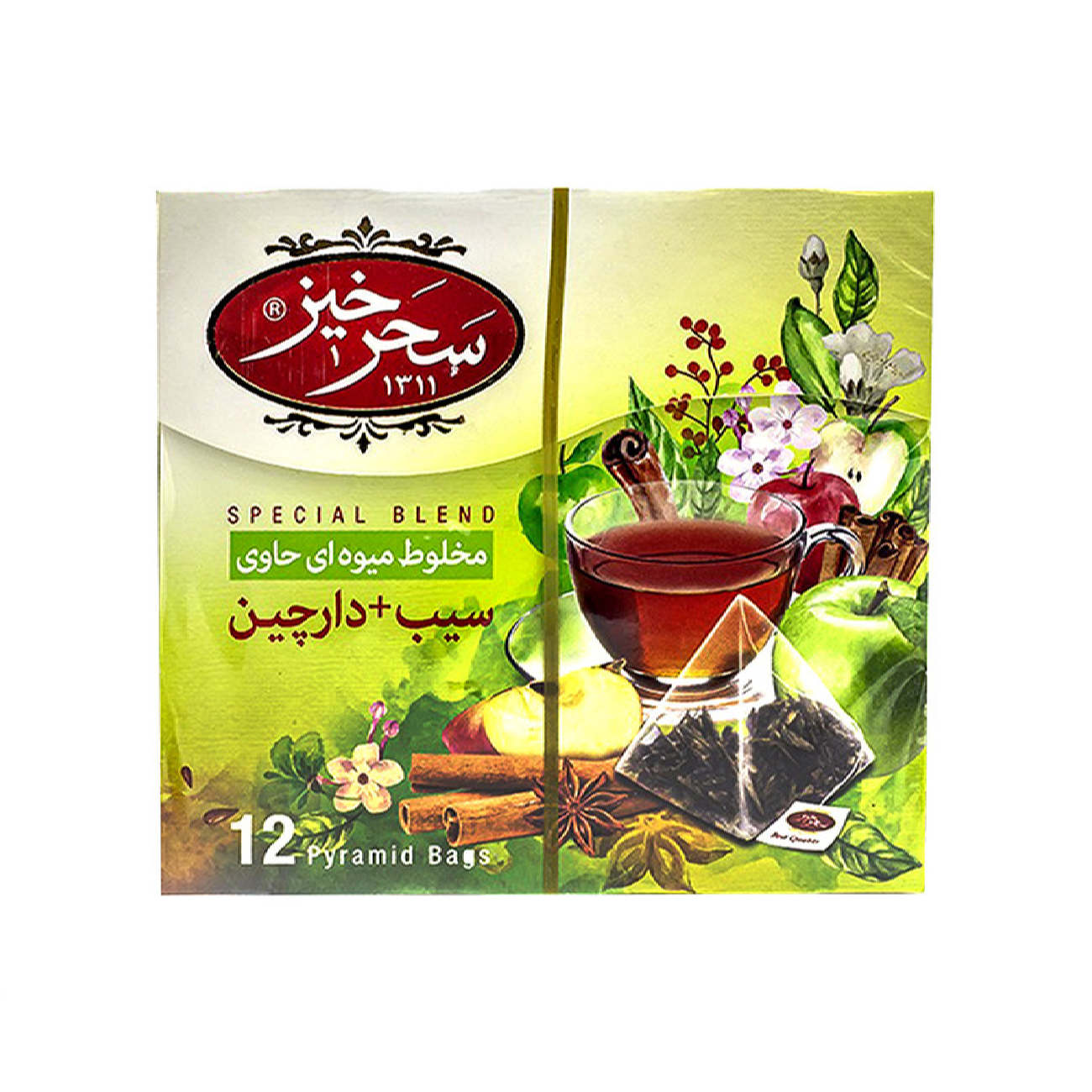 دمنوش گیاهی سیب و دارچین سحرخیز – بسته 12 عددی (4 بسته)