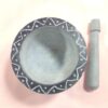 ست هاون و دسته هاون سنگی، دست‌ساز و زیبا با طرح گل