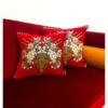 روکش کوسن مخمل یک رو طرح گلدان (مجموعه ۲ عددی)