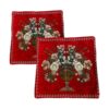 روکش کوسن مخمل یک رو طرح گلدان (مجموعه ۲ عددی)