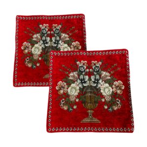 روکش کوسن مخمل یک رو طرح گلدان (مجموعه ۲ عددی)