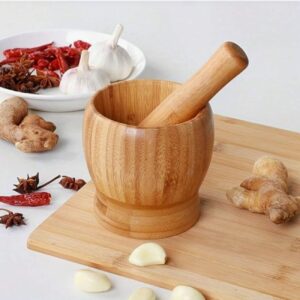 ست هاون و دسته هاون چوبی از جنس چوب بامبوی طبیعی