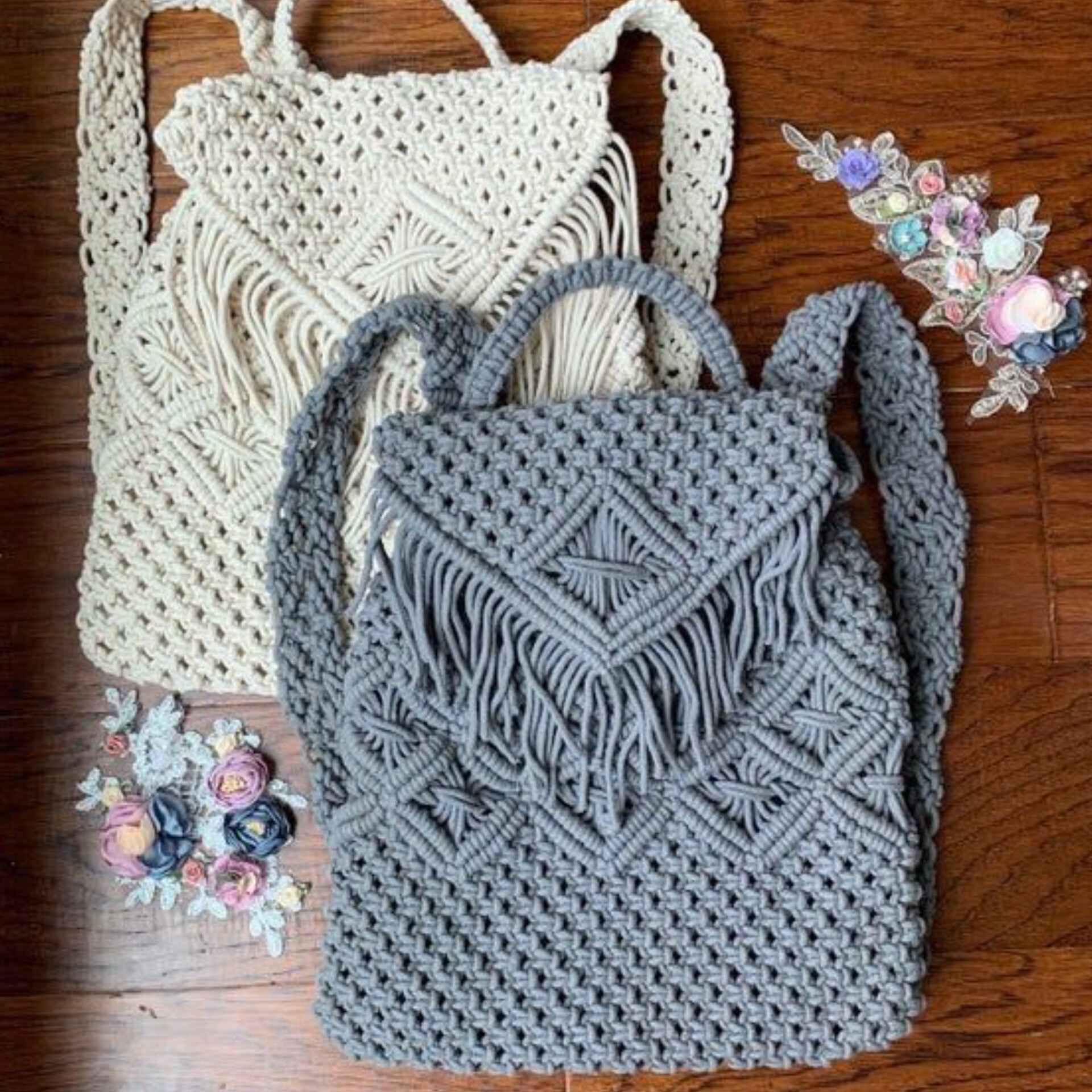 کوله پشتی Boho Macramé دست ساز زنانه مدل Tassel