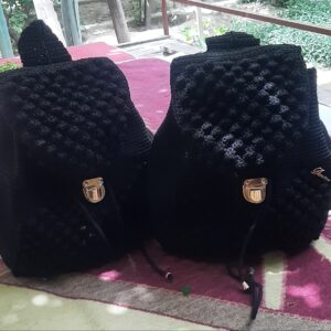 کوله پشتی Boho Macrame دست ساز زنانه به رنگ مشکی