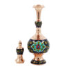 بطری مسی تزئینی میناکاری ایرانی با طرح گل