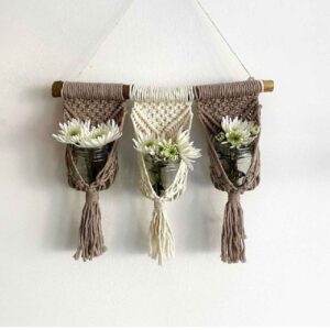 هنر ملیله دوزی دیواری Macrame تزئینی با گلدان