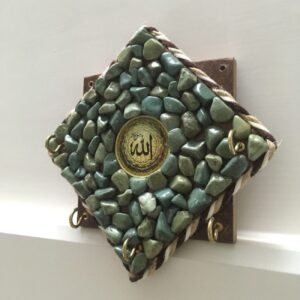 جاکلیدی دیواری طرح سنگ اسلامی با ۳ قلاب در طرح الله