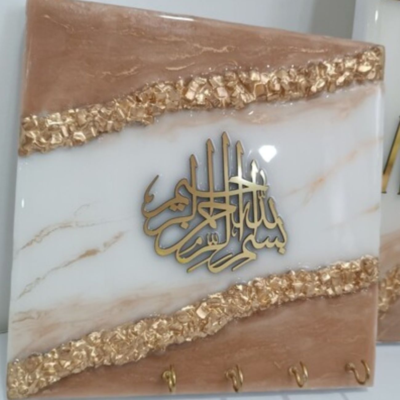 جاکلیدی دیواری طرح اسلامی با طرح رزین روی پایه ام دی اف – شیک و کاربردی