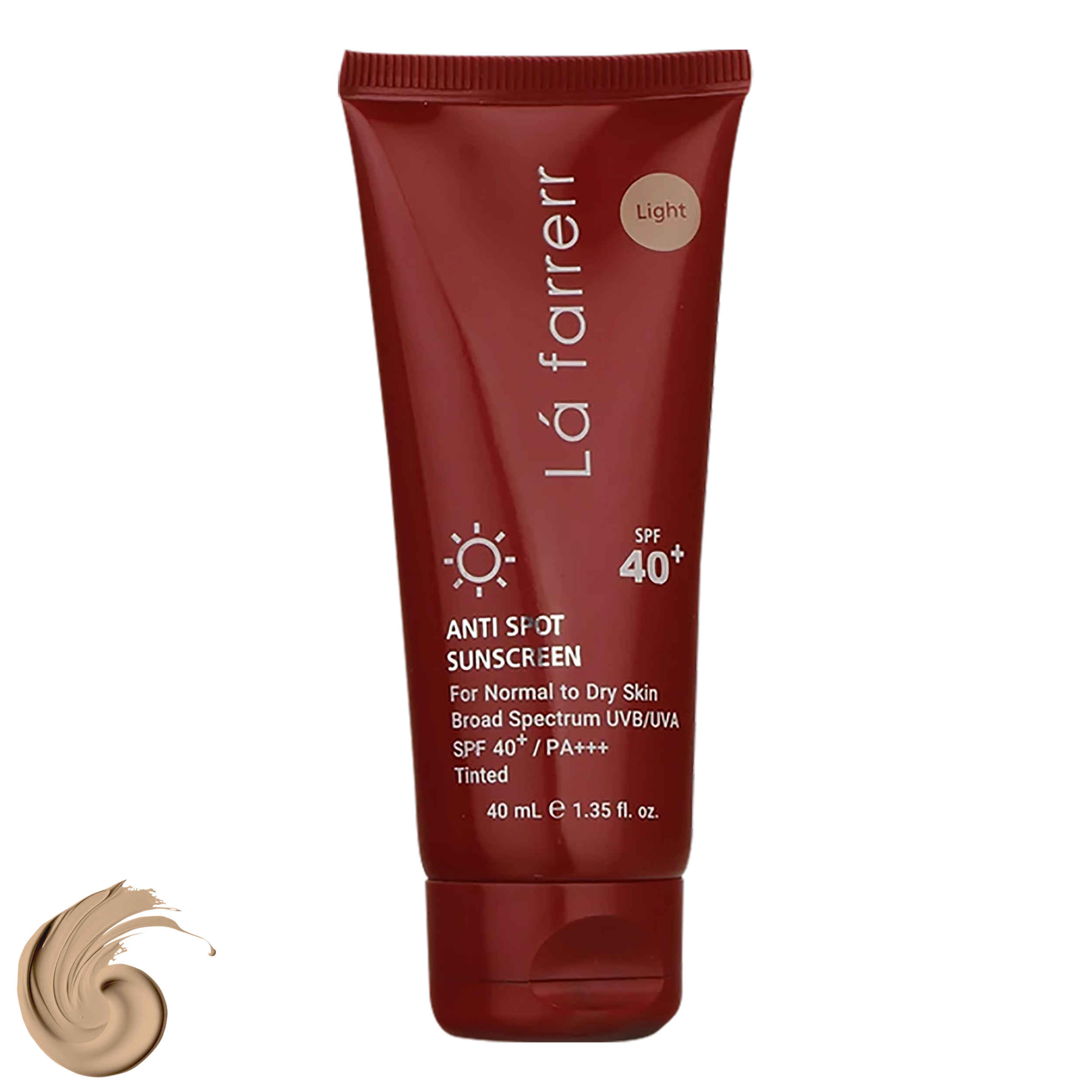 کرم ضد آفتاب رنگی ضد لک لا فارر SPF40 مخصوص پوست معمولی تا خشک، 40 میلی لیتر