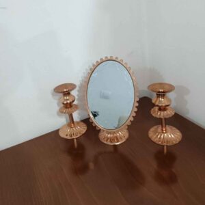 ست شمعدان قاب آینه مسی ایرانی