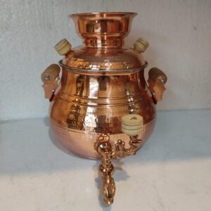 سماور مسی ایرانی طرح سنتی چکشی ۲ لیتری