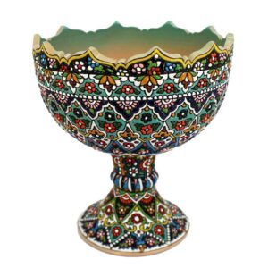 قندان سفالی میناکاری شده طرح فوتر ایرانی