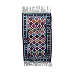گلیم دستبافت اصیل ابریشمی قشقایی اردبیل به رنگ آبی
