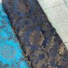 پارچه ترمه ایرانی - طرح بته‌جقه کلاسیک - فیروزه‌ای