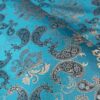 پارچه ترمه ایرانی - طرح بته‌جقه کلاسیک - فیروزه‌ای