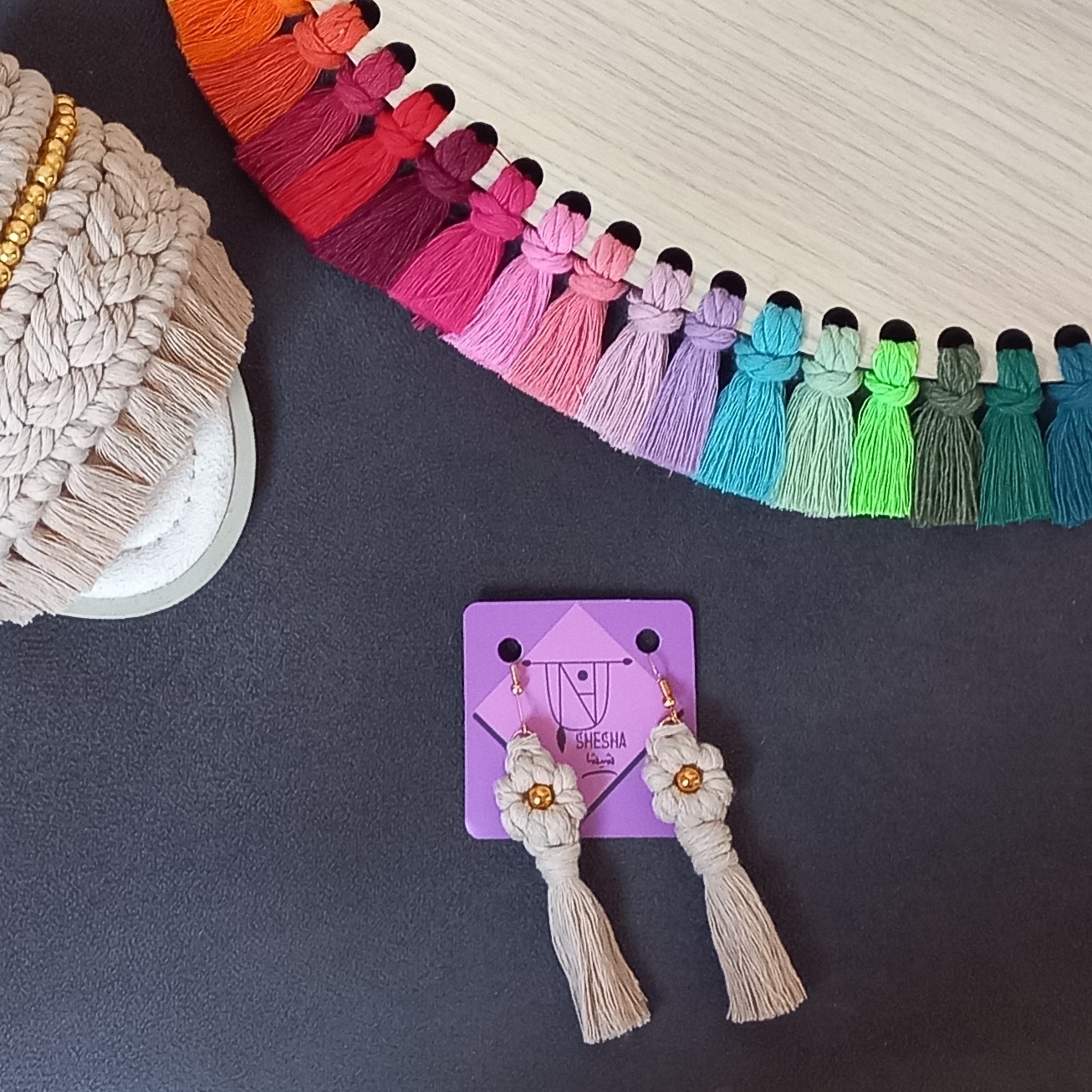 گوشواره شیک Boho Macrame با طرح گل