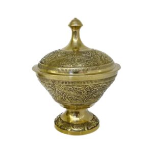 قندان برنجی با درب و پایه تزئینی