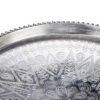 سینی پذیرایی مسی لوکس - طرح هندسی سنتی با آبکاری نقره