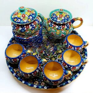 سرویس چایخوری و قهوه خوری ایرانی شیک با طرح میناکاری