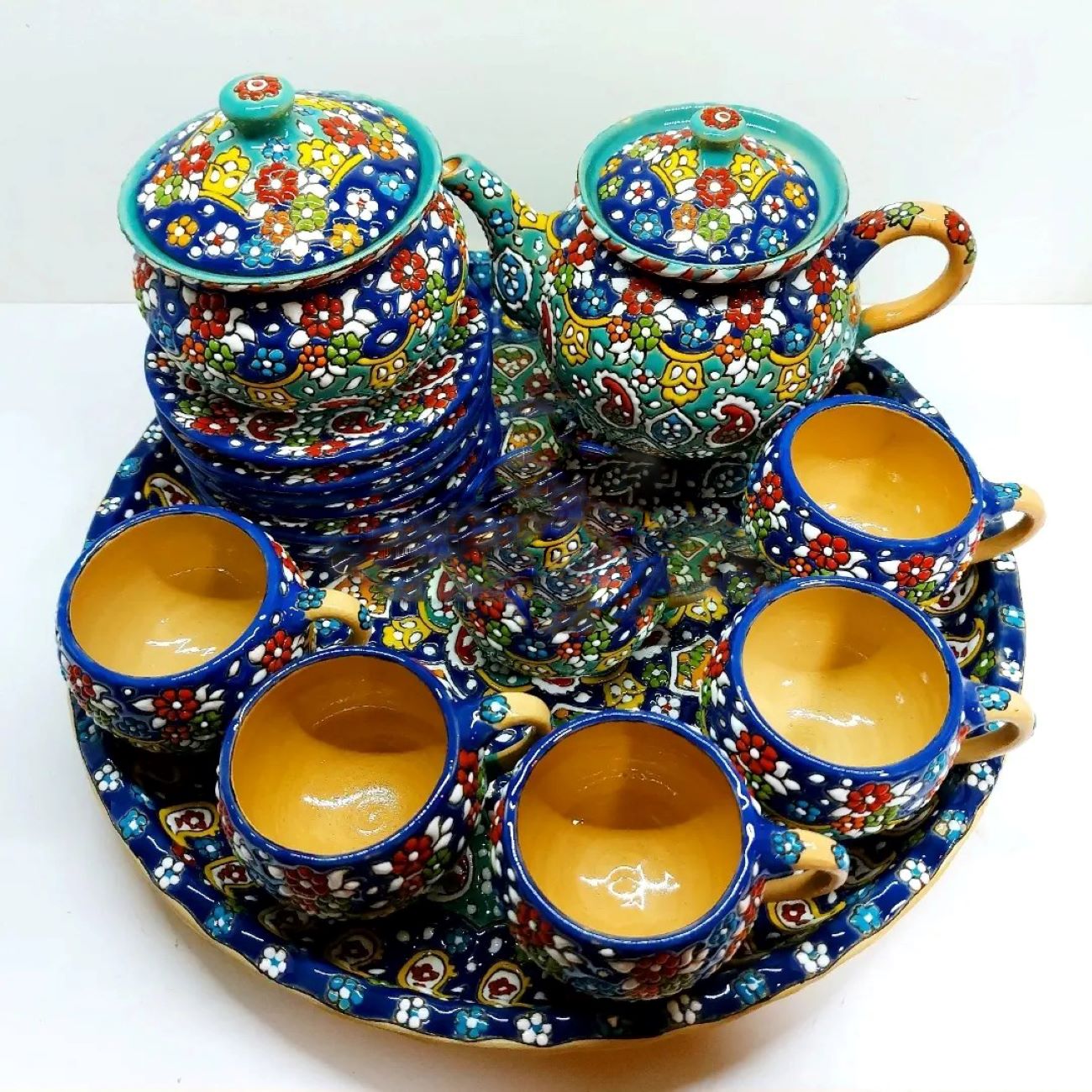سرویس چایخوری و قهوه خوری ایرانی شیک با طرح میناکاری