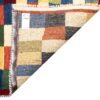 فرش گبه دست‌باف هندسی اصیل - طرح چهارخانه، رنگ کرم، پشم مخلوط