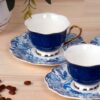 سرویس چایخوری چینی هنری با طرح برگ - دست‌ساز و سبکی منحصر به فرد