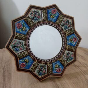 قاب آینه چوبی ایرانی هشت ضلعی خاتمکاری
