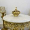 کاسه شکر برنجی قدیمی با طراحی درب پیچیده