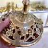 کاسه شکر برنجی قدیمی با طراحی درب پیچیده