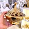 کاسه شکر برنجی قدیمی با طراحی درب پیچیده