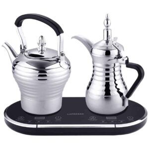 قهوه جوش برقی استیل – ست کتری برقی دوتایی برای قهوه و چای عربی با گرمکن