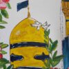 بشقاب سفالی دست‌ساز اسلامی با رنگ اکریلیک - دکور دیواری با الهام از حرم امام رضا (ع)