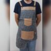 پیشبند باریستا مدرن، چرم مصنوعی، شیک و زیبا به رنگ خاکستری