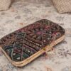 کیف دستی رسمی مخمل دوزی شده با طرح هندسی